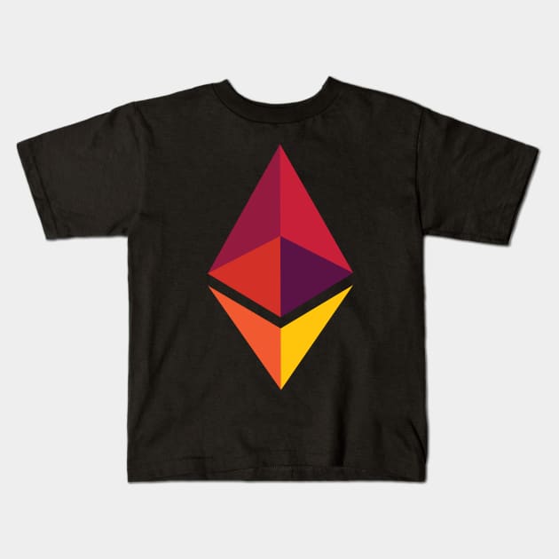 Ethereum Logo Colorful Kids T-Shirt by mangobanana